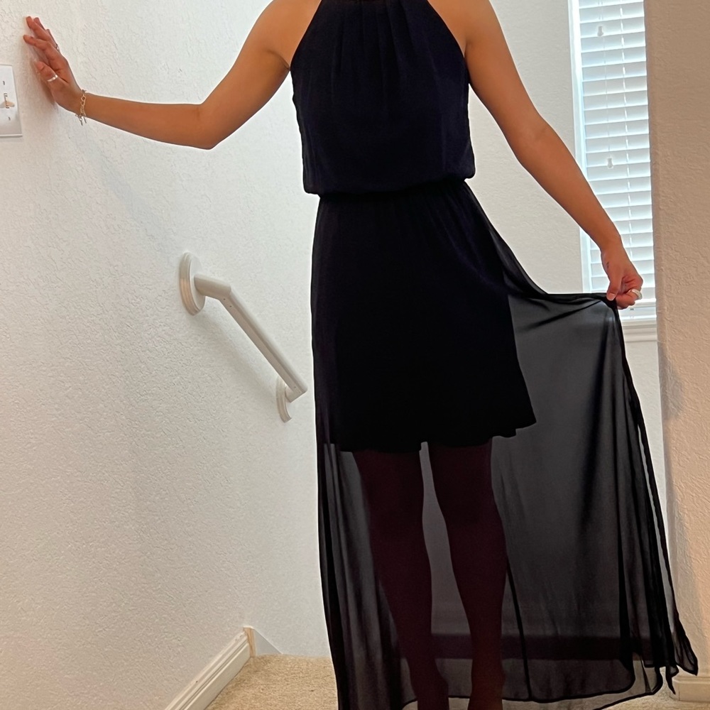 Day & Night halter-style evening or bridesmaid gown |navy blue |size S
